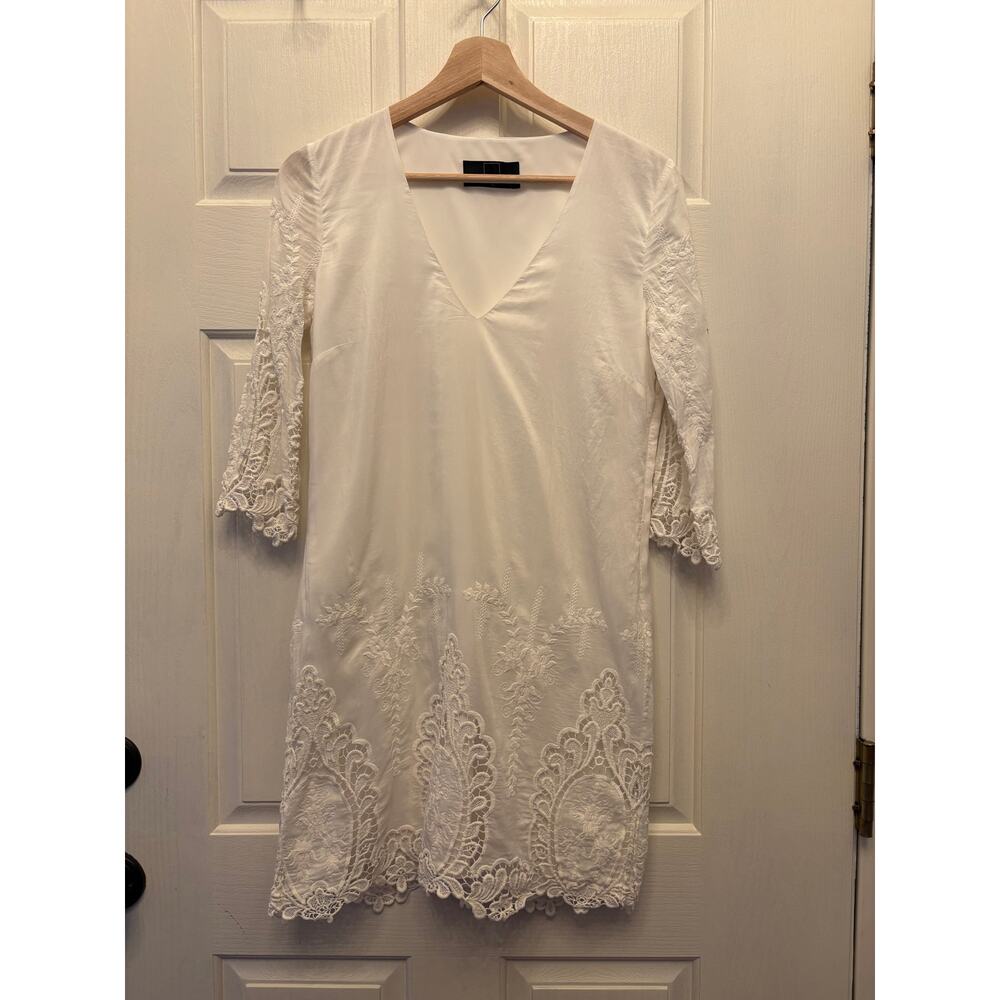 Dolce Vita V neck lined Midi Dress Lace Trim Small